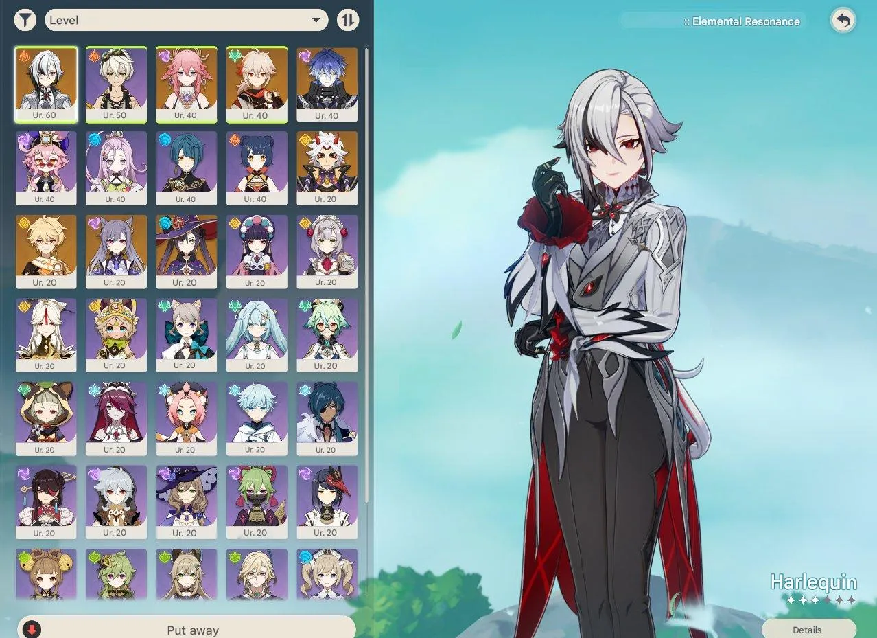 GI1152 Arlecchino Starter with Kazuha, Yae Miko, Itto, Fleance + 2 Falcon Swords 